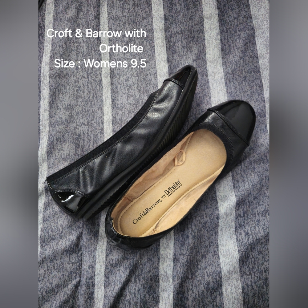 Croft & Barrow Otholite black flats womens 9.5 worn 1 time